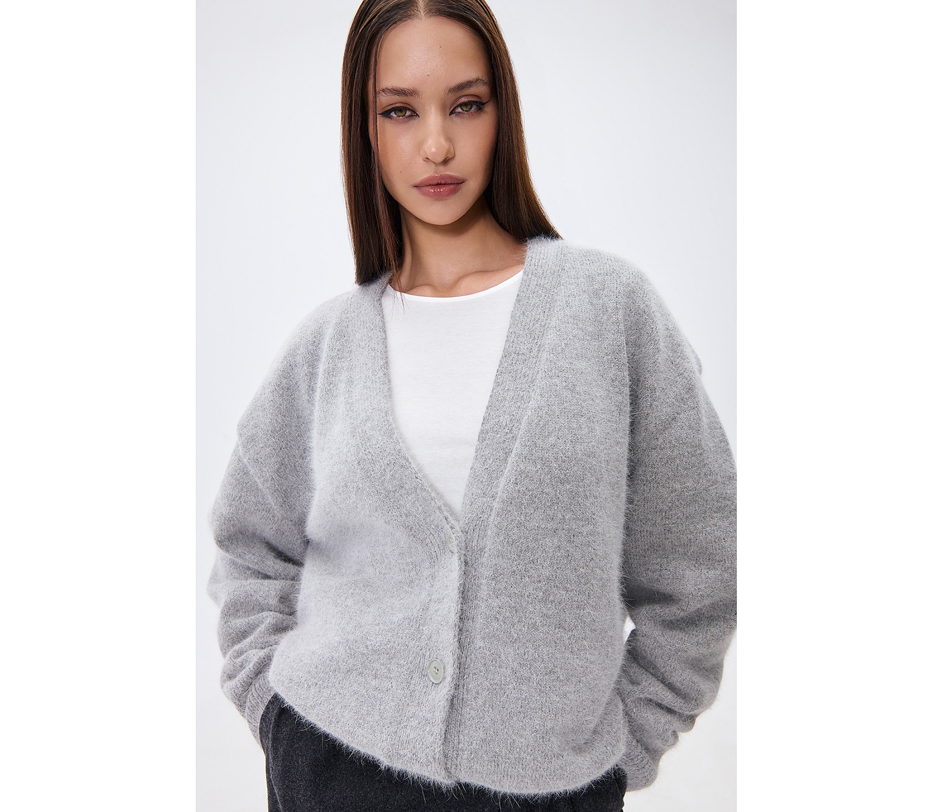 КАРДИГАН НА ҐУДЗИКАХ З ДОДАВАННЯМ АНГОРИ 