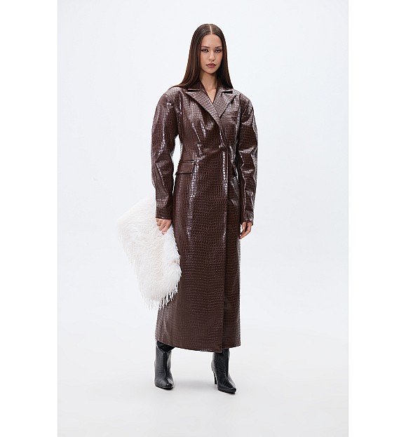 ПАЛЬТО ПРИТАЛЕНЕ З ЕФЕКТОМ КРОКОДИЛА