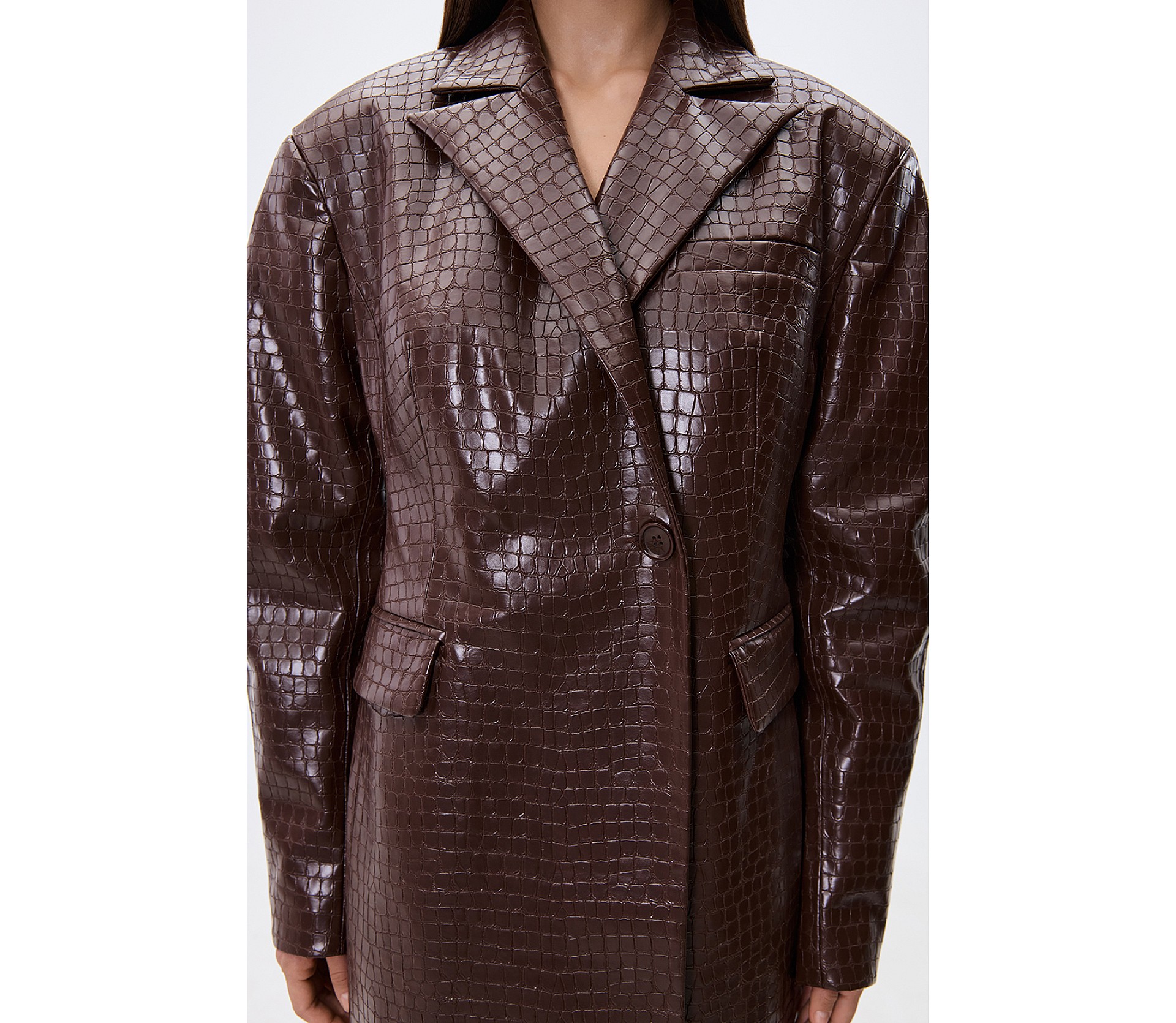 ПАЛЬТО ПРИТАЛЕНЕ З ЕФЕКТОМ КРОКОДИЛА ПАЛЬТО ПРИТАЛЕНЕ З ЕФЕКТОМ КРОКОДИЛА