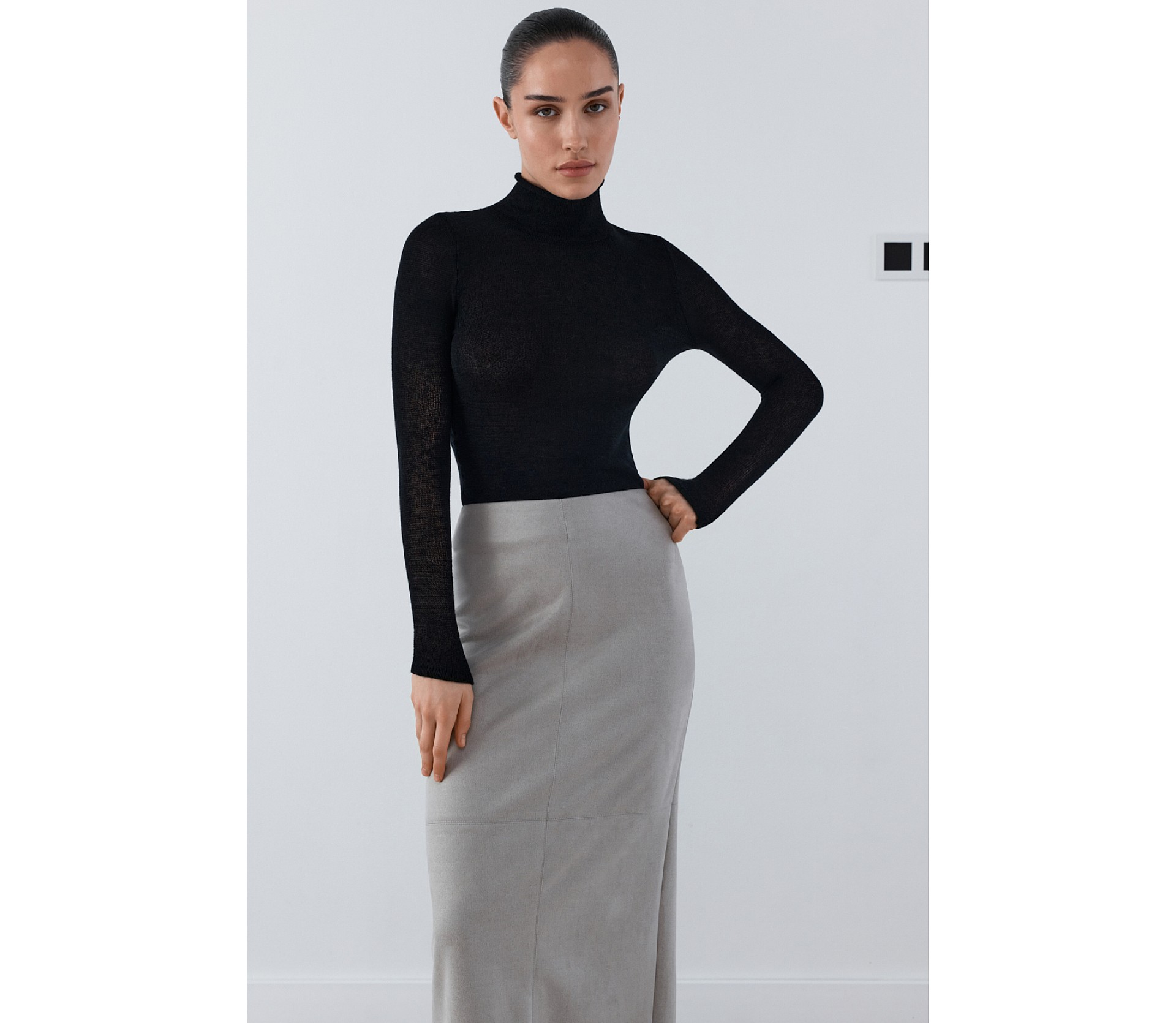 СПІДНИЦЯ МАКСІ З ЕКОЗАМШІ