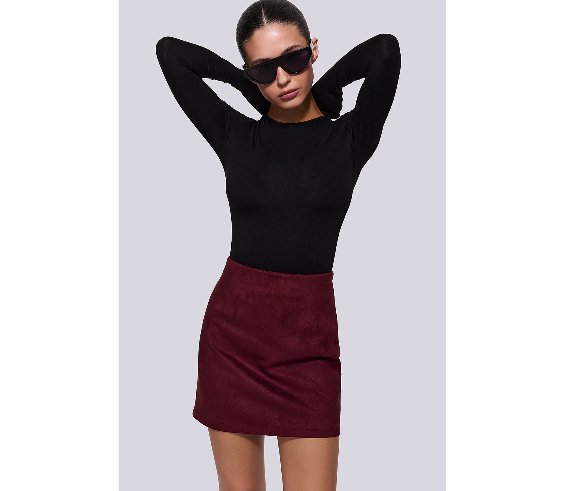 СПІДНИЦЯ-ШОРТИ ЗІ ШТУЧНОЇ ЗАМШІ