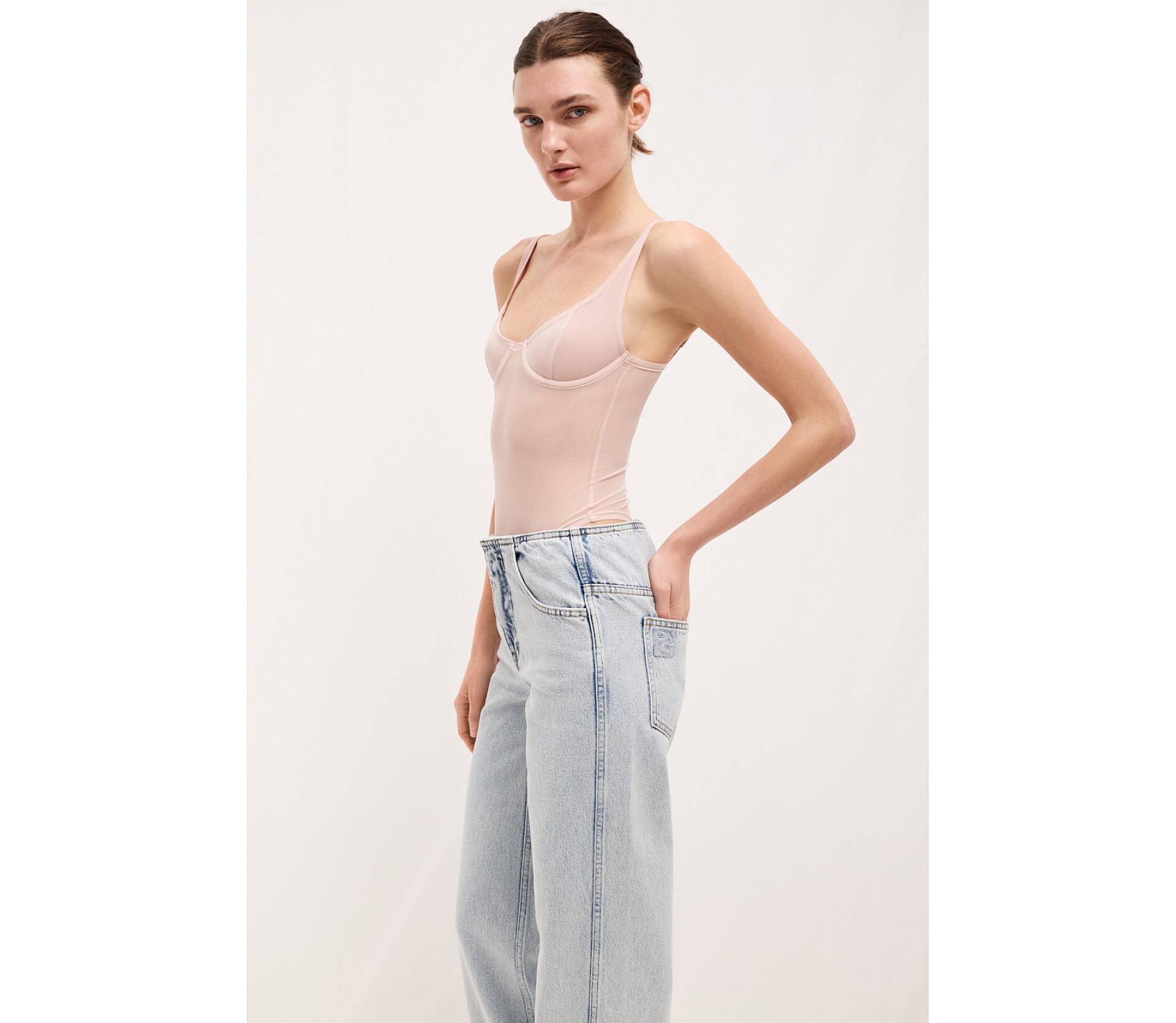 ДЖИНСИ ПРЯМОГО КРОЮ БЕЗ ПОЯСА