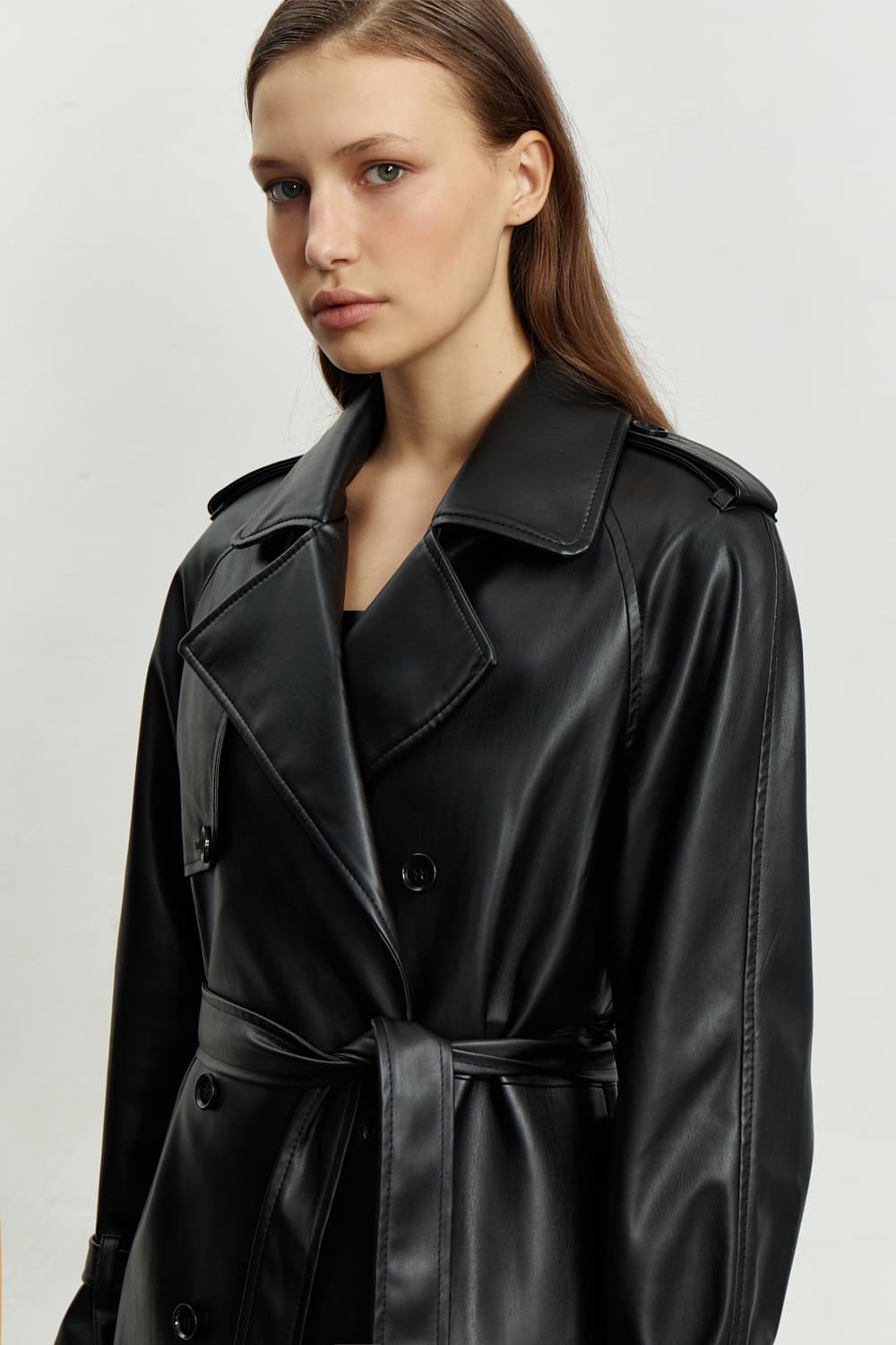 FAUX LEATHER TRENCH COAT - buy at PAPAYA |Ukrainian brand