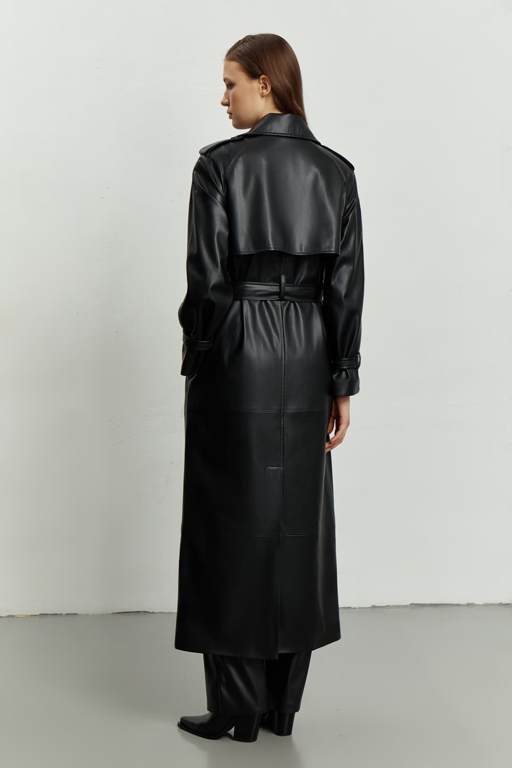 Faux Leather Trench Coat
