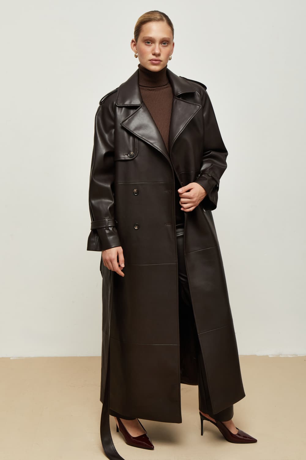FAUX LEATHER TRENCH COAT buy at PAPAYA |Ukrainian brand