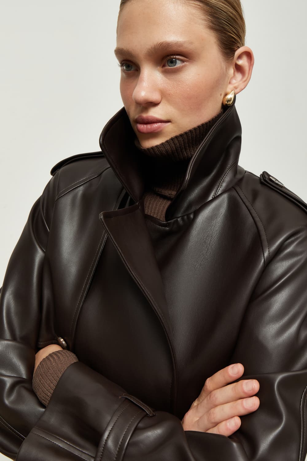 FAUX LEATHER TRENCH COAT - buy at PAPAYA |Ukrainian brand