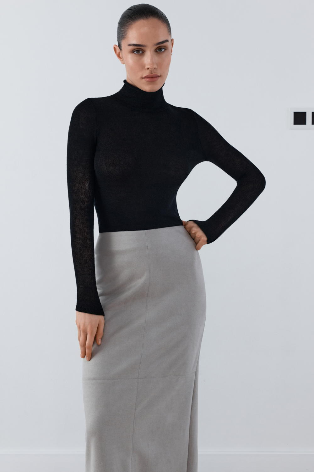 СПІДНИЦЯ МАКСІ З ЕКОЗАМШІ