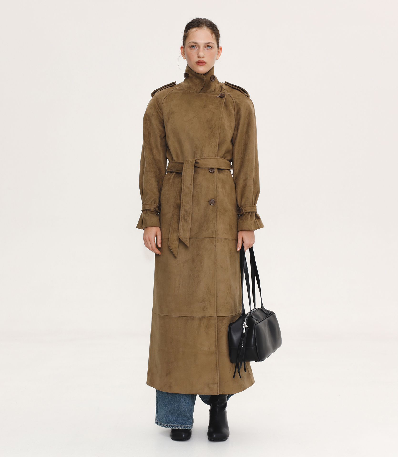 FAUX SUEDE MAXI TRENCH COAT - buy at PAPAYA |Ukrainian brand