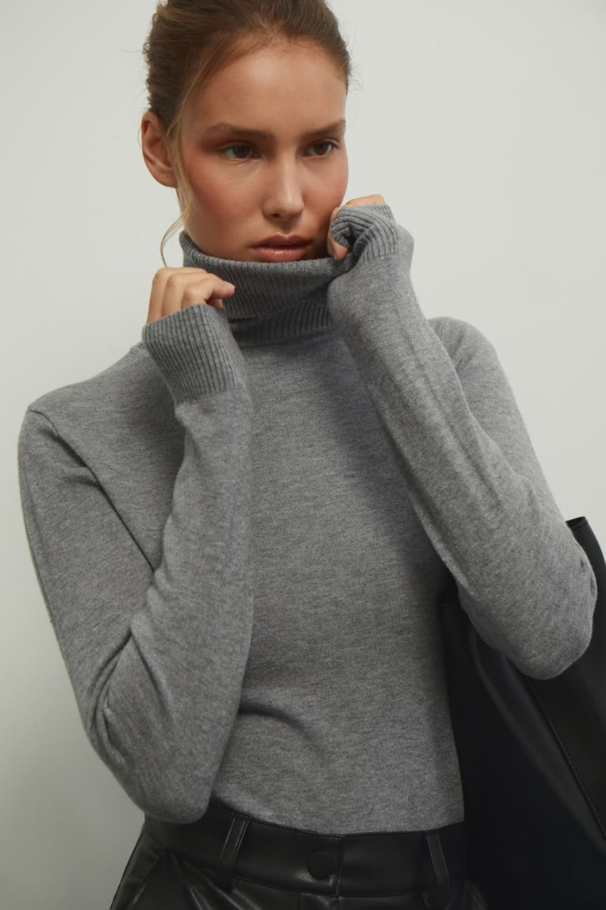 5011220 Grey Polo Neck Jumper