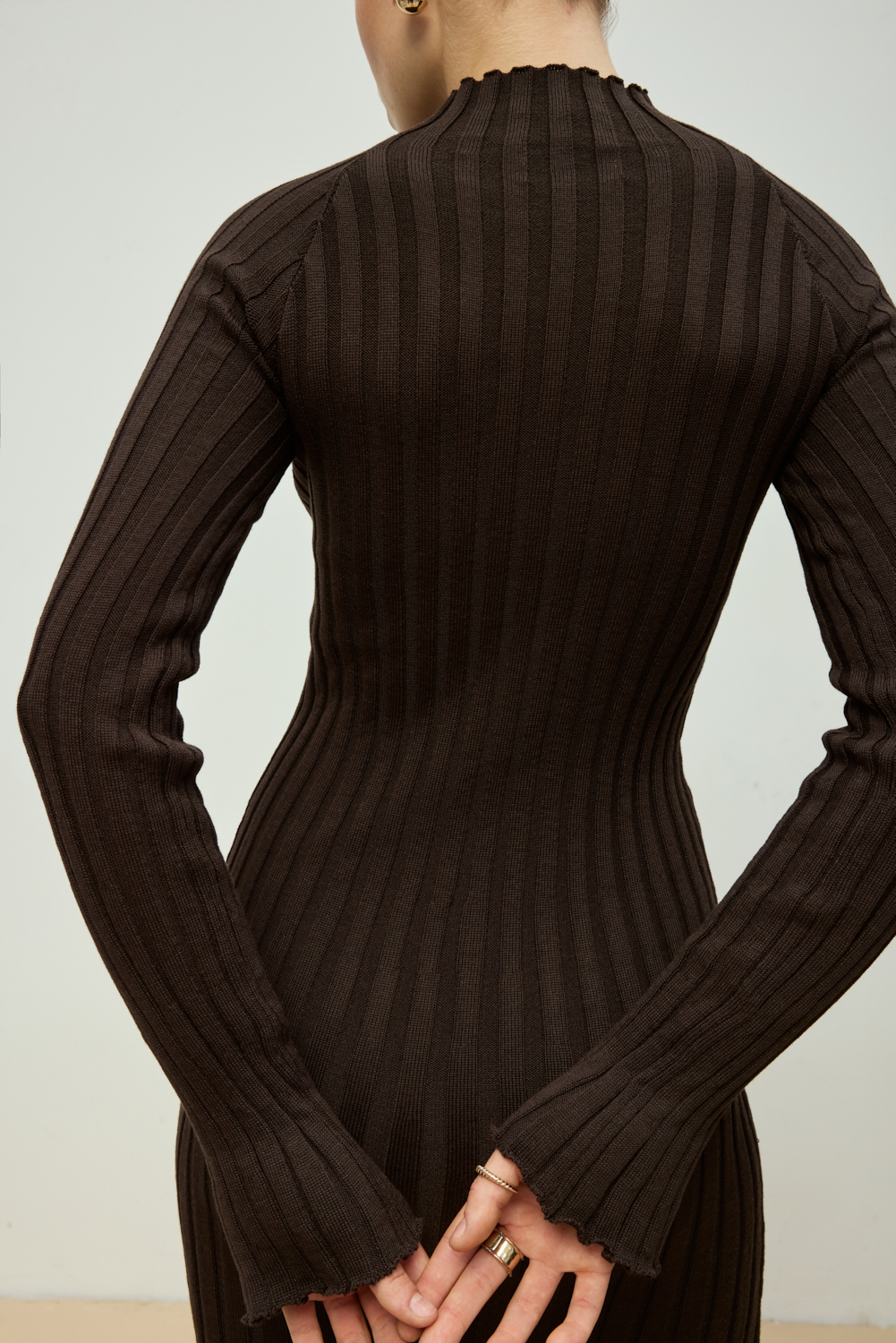 Ivory Paisley Stretch Lace Polo Neck Dress