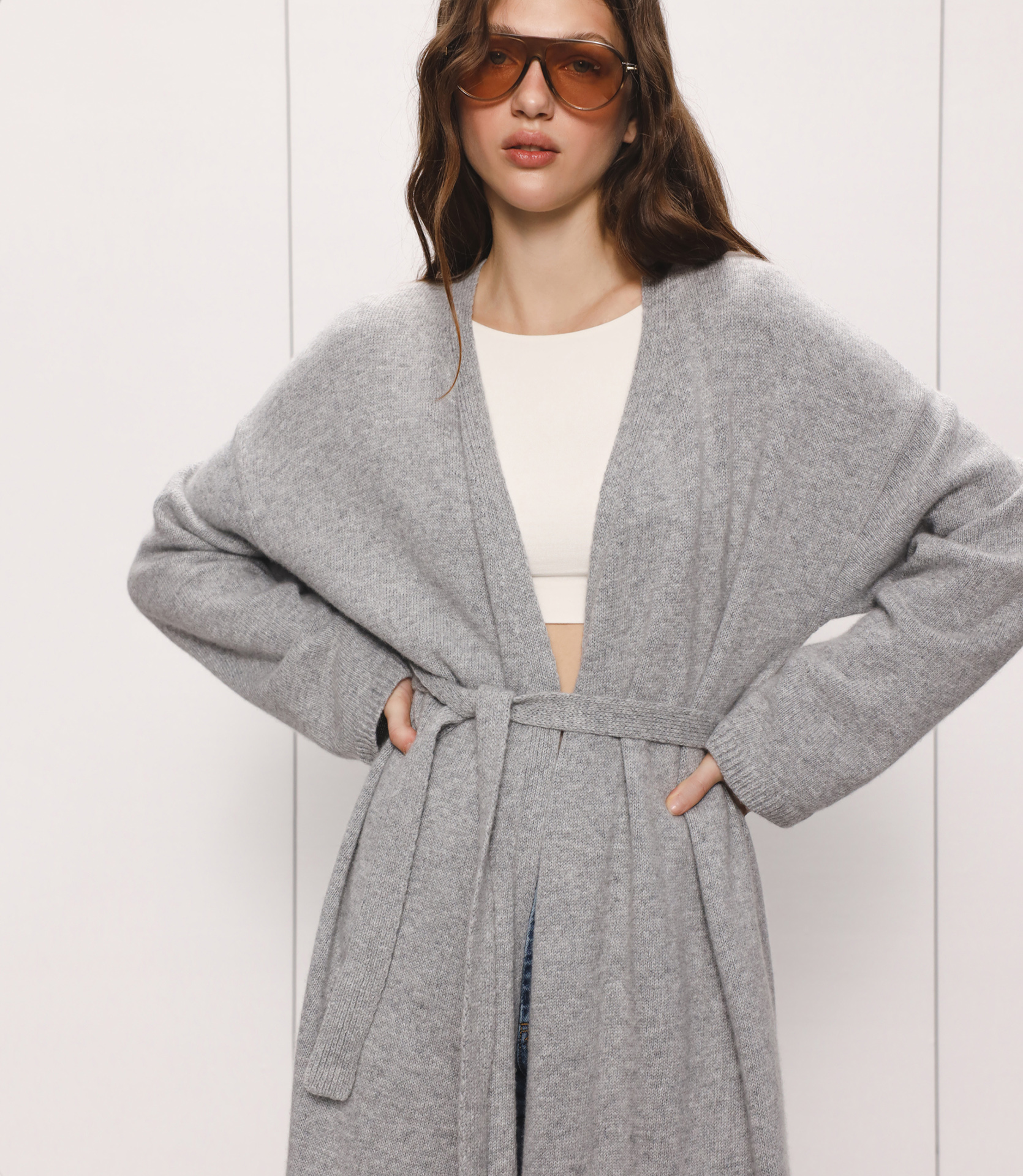 OVY Lamb Wool Crew Neck Cardigan M SHEEP WOOL BLEND CARDIGAN - buy